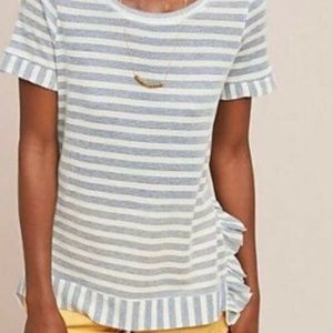 Anthropologie Sunday in Brooklyn ruffled stripe t-shirt